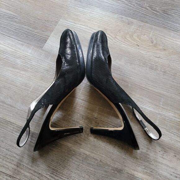 Anne Klein Wylie black Size 7.5 leather pumps heels - Picture 3 of 6